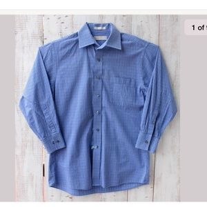 MICHAEL KORS Mens Blue Striped 100% Cotton Shirt L